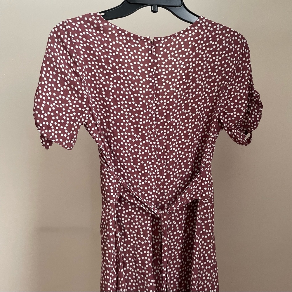 Express Retro Mauve Polka Dot Dress - Picture 4 of 6